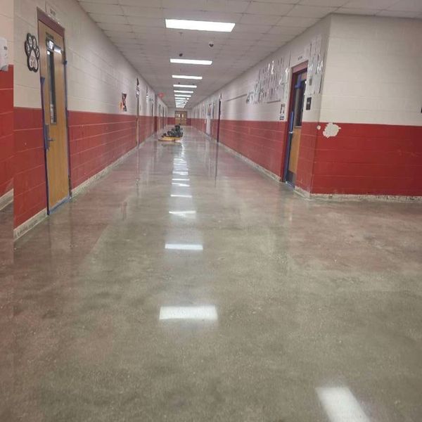 School Corridor — Polished concrete, high-traffic